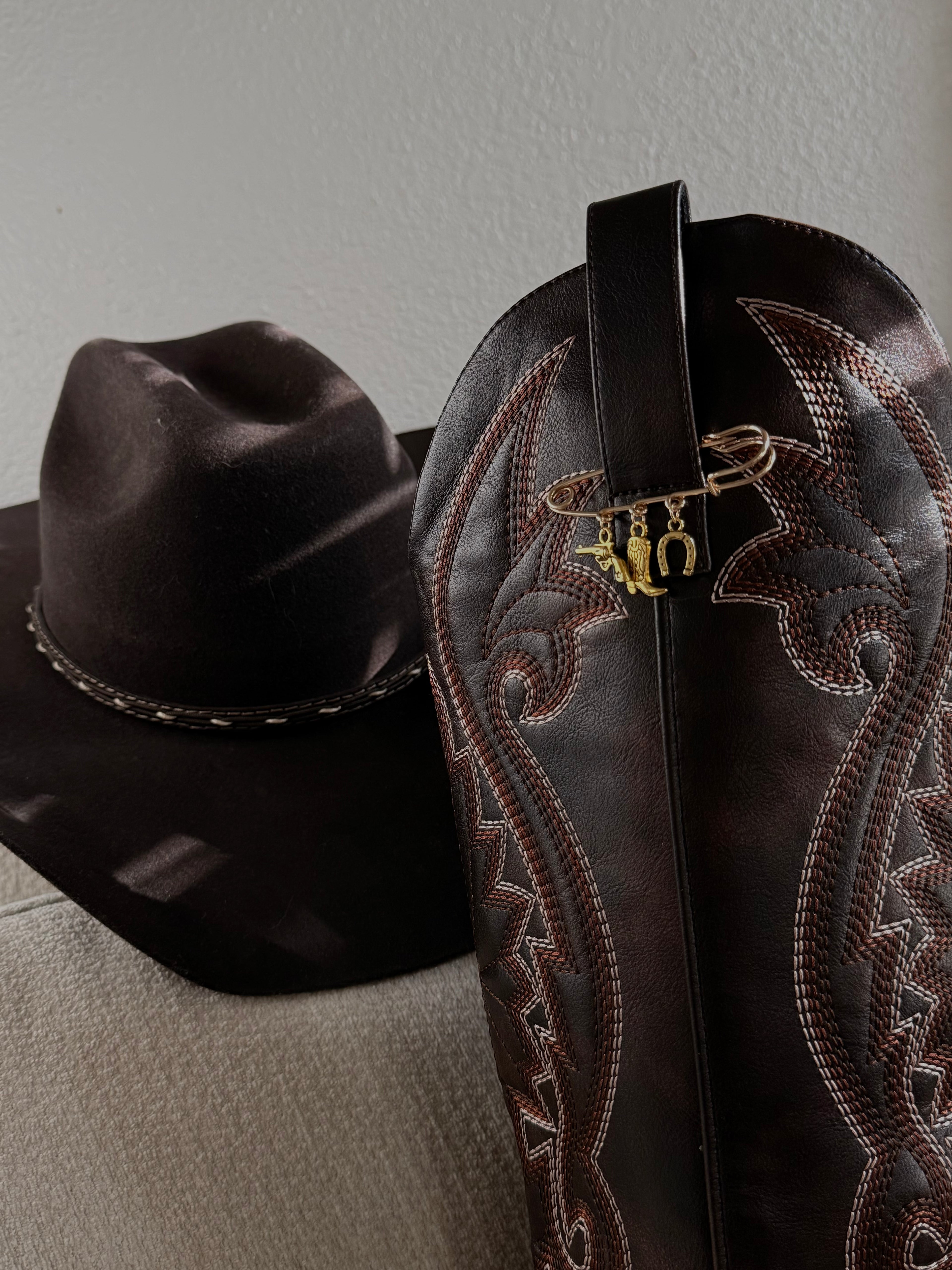 Golden Cowgirl charm pins