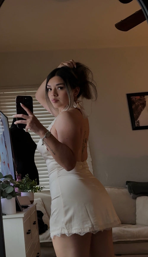 Halter lace mini dress