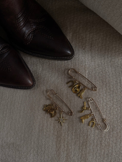 Golden Cowgirl charm pins